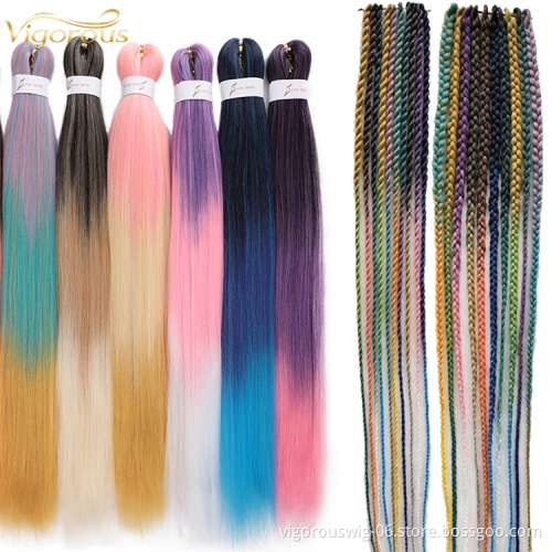 Vigorous wholesalers soft bulk new ombre jumbo  hair pre stretch synthetic braiding hair extensions for african hair